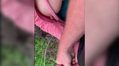 Wank Outdoors on Trail Helped by Female Hiker Who Gets Tits Out - thesexsex.com